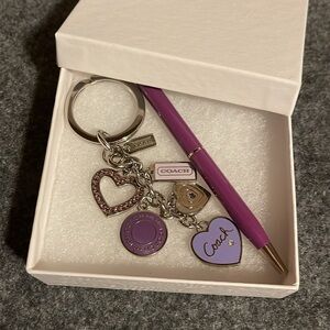 Coach Keychain + Pen Gift Set